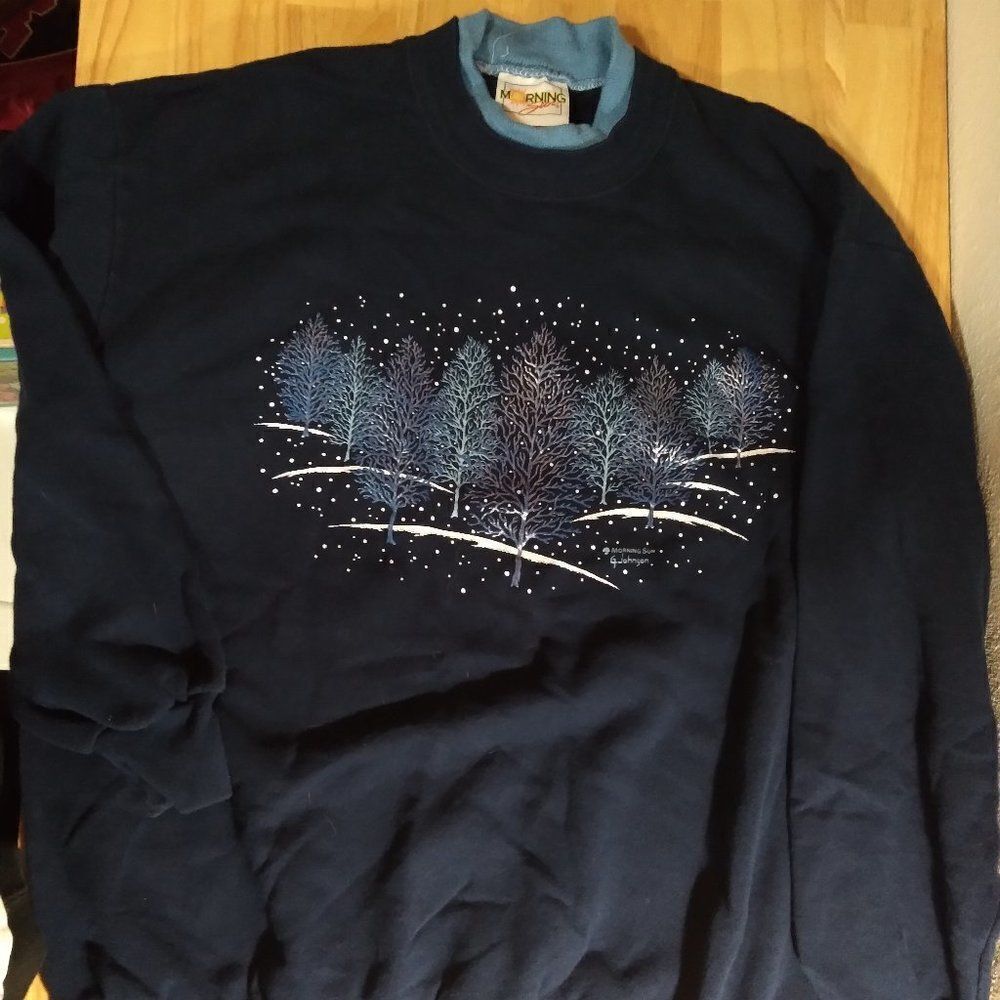 Vintage Morning Sun Winter Forest Crewneck - Picture 2 of 6